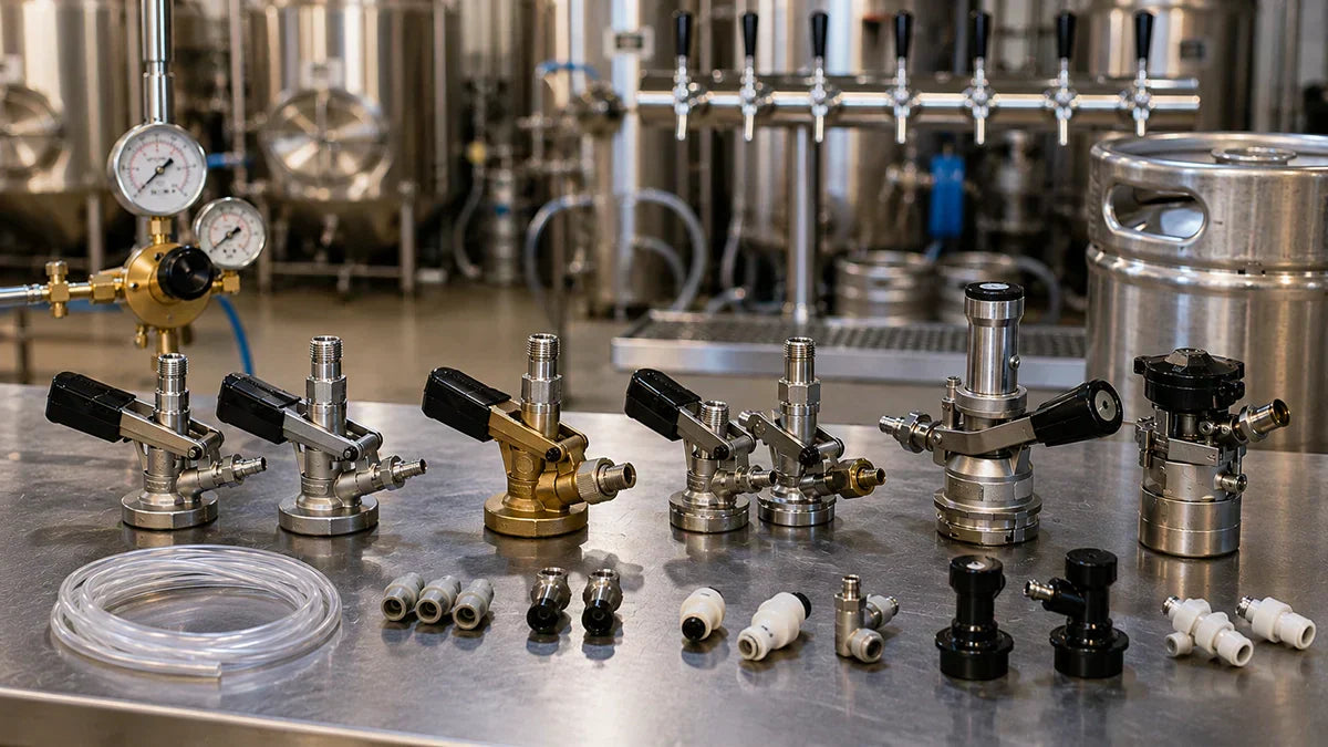 Tipos de cabezales de cerveza para barril A D G S M L KeyKeg Cornelius y cask con conexiones de gas y bebida - Install Beer