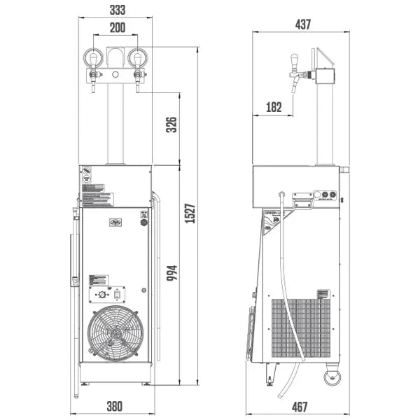 Dispensador de cerveza CWP 200 móvil de 2 grifos - Install Beer