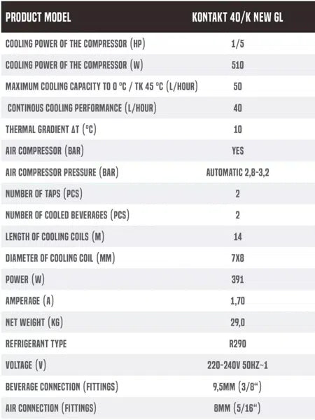 Dispensador portátil Kontakt 40/K-Install Beer