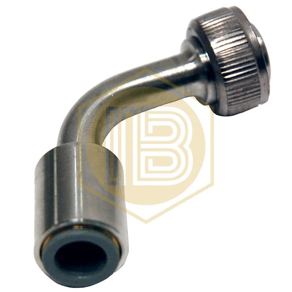 Adaptador metàl·lic corbat de capçal per a tub de 3/8 i rosca BSP, detall de l'entrada del tub - Install Beer