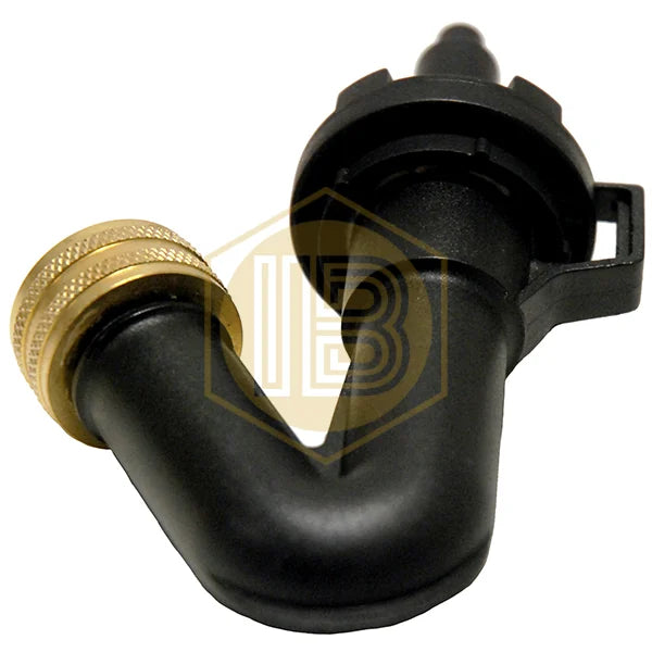 Vista posterior del adaptador de limpieza de botellas a presión IB0028 - Install Beer