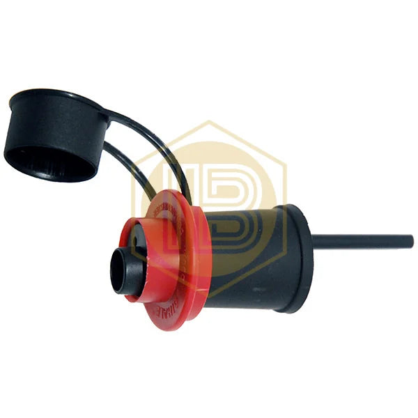 Rubber pourer stopper for cork-top bottles IB0523, view with cap open - Install Beer