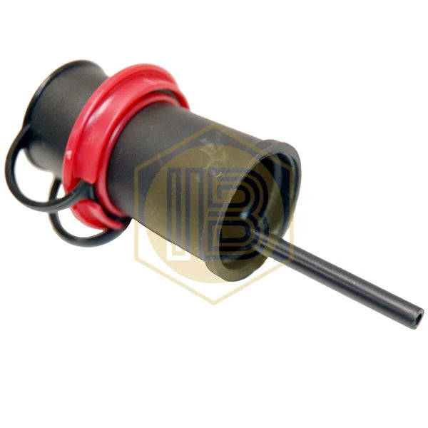 Rubber pourer stopper for cork-top bottles IB0523, angled view - Install Beer