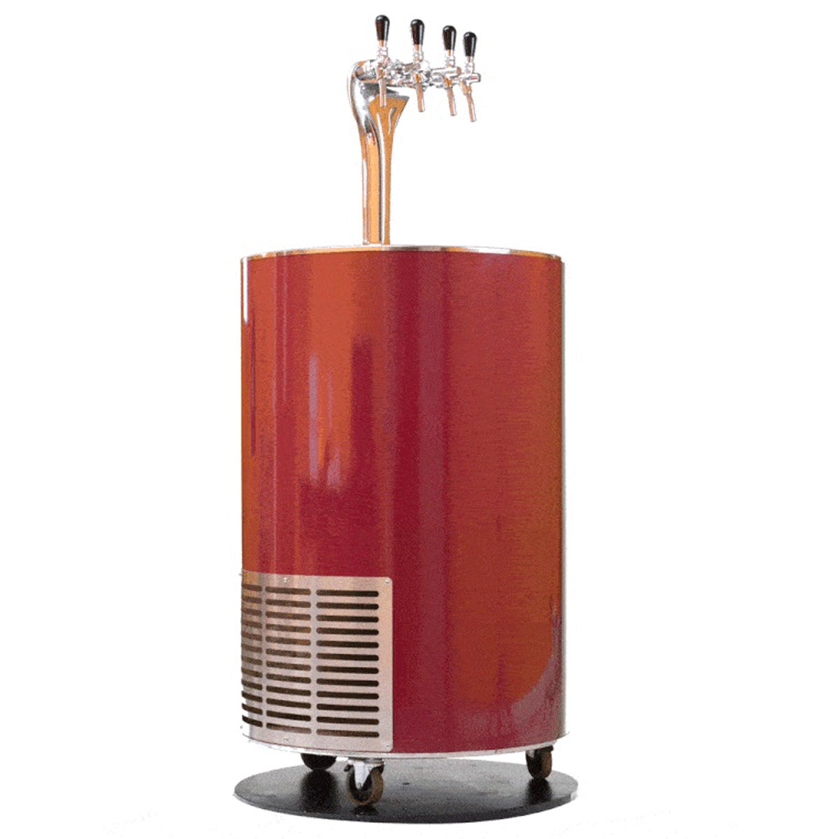 Dispensador Mektar metálico rojo con tres grifos para vino, cerveza y bebidas sparkling - Install Beer