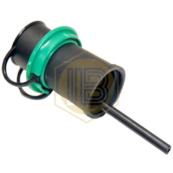 Rubber pourer stopper for screw-top bottles IB0522, angled view - Install Beer