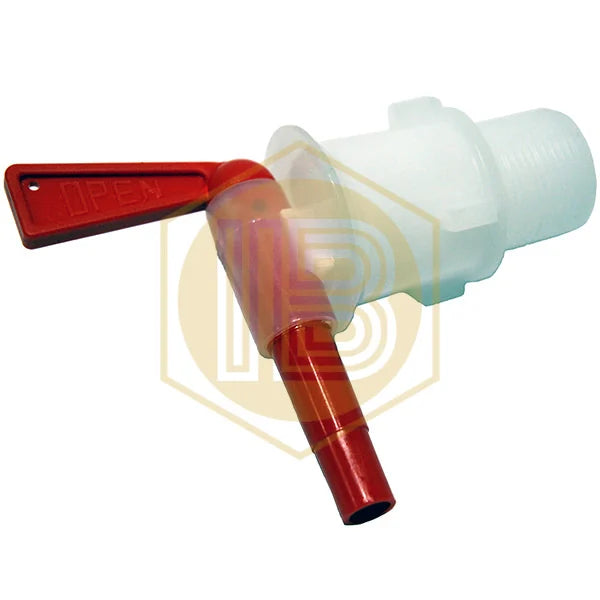 Plastic fermenter tap IB0329, angled view - Install Beer