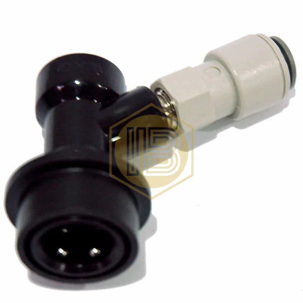 Raccord bière Ball-Lock IB0117, vue oblique avec raccord John Guest - Install Beer