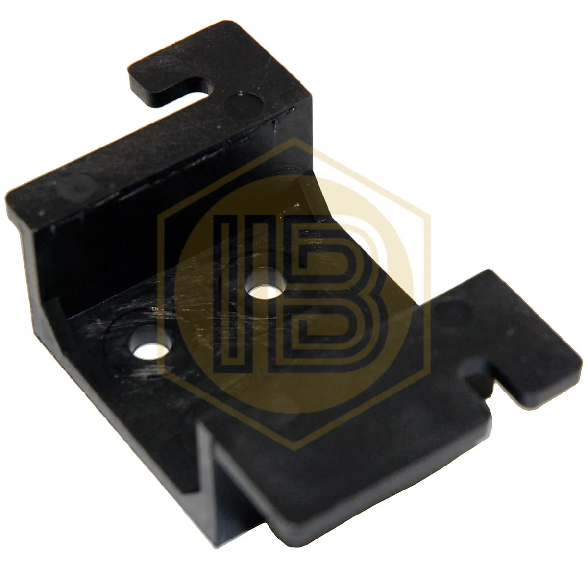 Single plastic wall bracket for pressure regulator IB0571, angled view - Install Beer